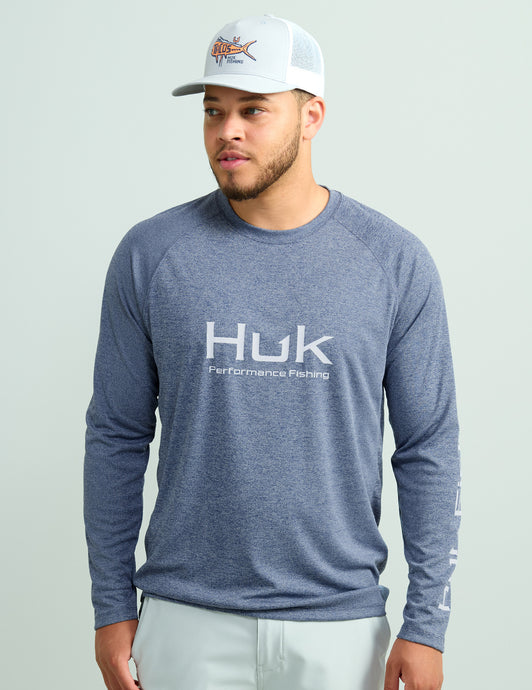 'Huk' Men's Pursuit Long Sleeve Heather - Naval Academy Heather
