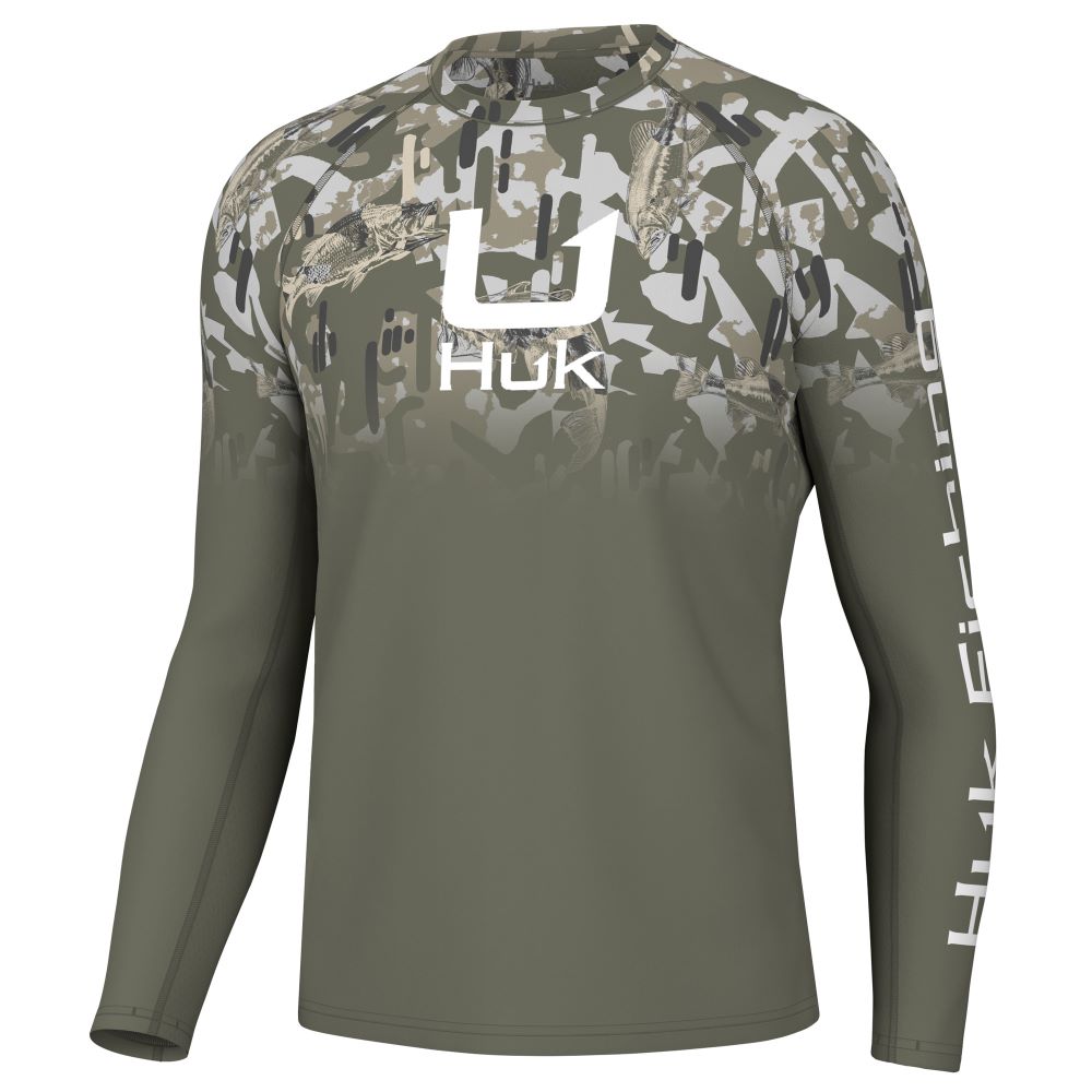 'Huk' Men's Icon Apex Vert Fade Performance Shirt - Moss