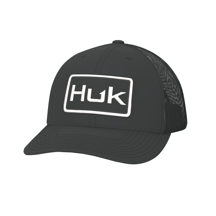 'Huk' Men's Mid-Profile Logo Trucker Hat - Black
