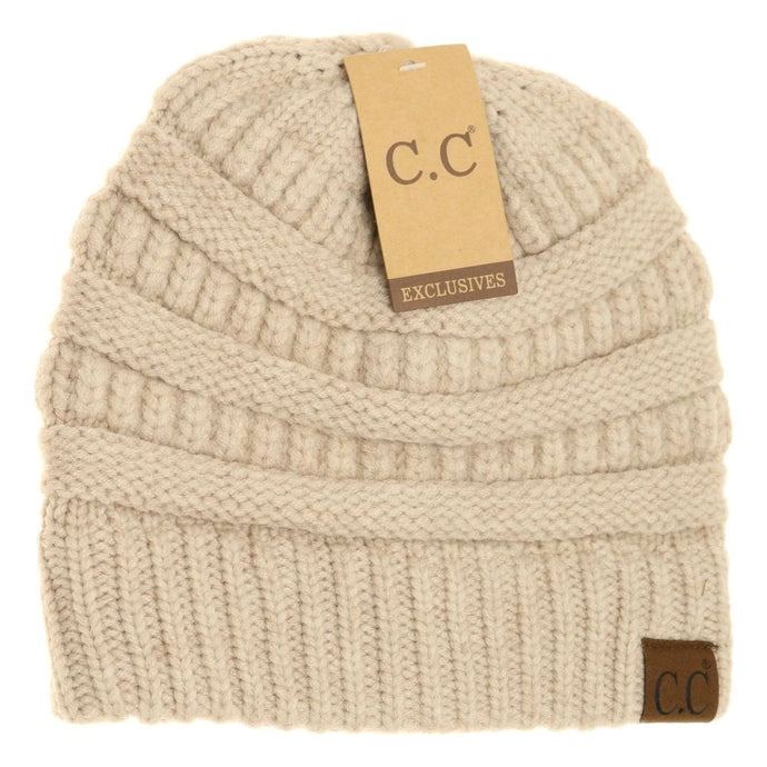 'Cheveux Corp' Women's Soft Yarn Beanie - Beige