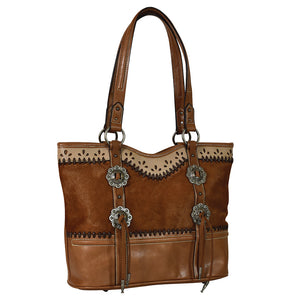 'TRENDITIONS' Women's Justin Tote Bag / Conchos - Brown