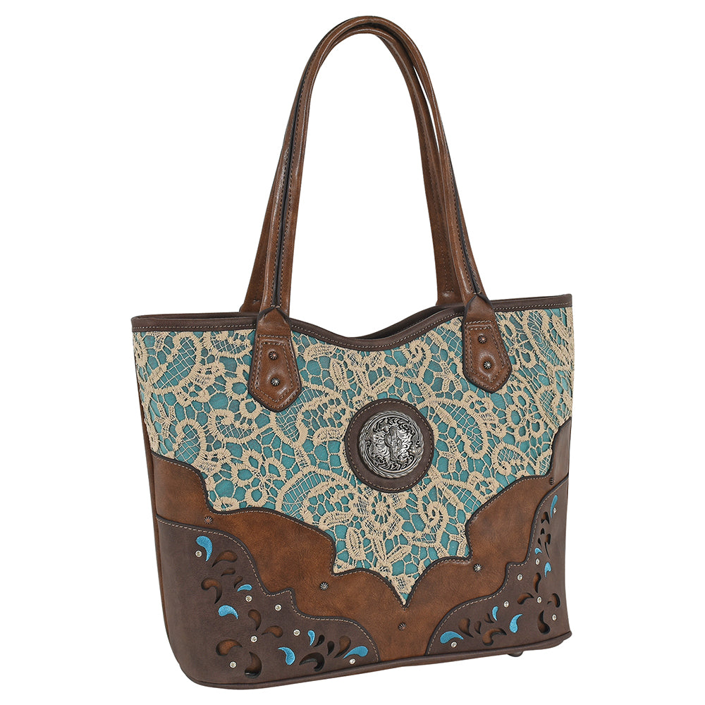 'TRENDITIONS' Women's Justin Lace Handbag - Brown / Turquoise