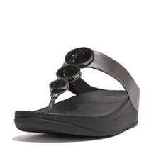 'FitFlop' Women's Halo Bead-Circle Leather Toe-Post Sandal - Pewter / Black