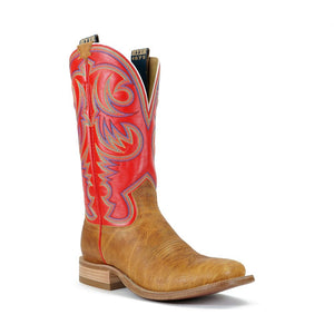 'Hyer' Men's 13" Sawyer Western Square Toe - Tan / Hyer Red