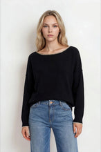 'Blu Pepper' Women's Off the Shoulder Long Sleeve Sweater - Black