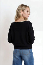 'Blu Pepper' Women's Off the Shoulder Long Sleeve Sweater - Black