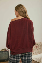 'Blu Pepper' Women's Tiered Sleeve Boat Neck Sweater - Oxblood