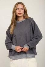 'Blu Pepper' Women's Exposed Seam Long Sleeve - Charcoal
