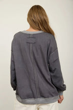 'Blu Pepper' Women's Exposed Seam Long Sleeve - Charcoal