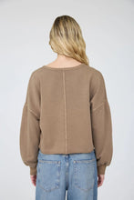 'Blu Pepper' Women's Notch Neck Boxy Long Sleeve - Brown
