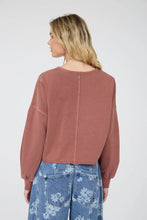 'Blu Pepper' Women's Notch Neck Long Sleeve Top - Terracotta
