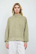 'Blu Pepper' Women's Mock Neck Henley Long Sleeve - Olive