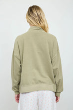 'Blu Pepper' Women's Mock Neck Henley Long Sleeve - Olive