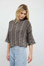 'Blu Pepper' Women's Knit Short Sleeve Top - Dark Brown