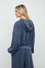 'Blu Pepper' Women's Cropped Hoodie - Navy
