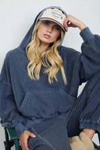'Blu Pepper' Women's Cropped Hoodie - Navy