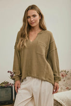 'Blu Pepper' Women's Long Sleeve Ribbed Top - Olive