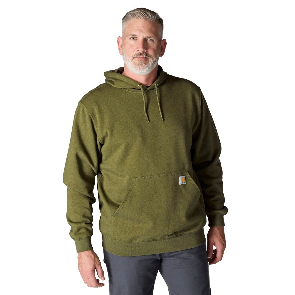 'Carhartt' Men's Midweight Sleeve Logo Hoodie -  Dark Bronzed Green