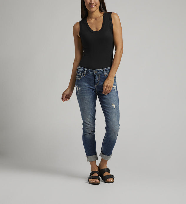 'Silver Jeans' Women's Girlfriend Mid Rise Skinny Leg Jeans - Indigo