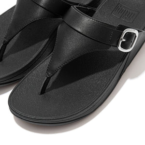 'FitFlop' Women's Lulu Adjustable Leather Toe-Post Sandal - All Black