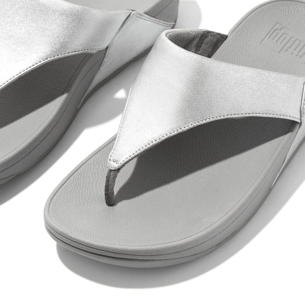 'FitFlop' Women's Lulu Leather Toe-Post Sandal - Silver