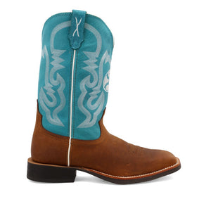 'Twisted X' Men's 12" Hooey Western Square Toe - Gingerbread / Turquoise