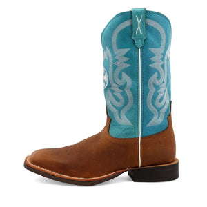 'Twisted X' Men's 12" Hooey Western Square Toe - Gingerbread / Turquoise