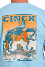 'Cinch' Men's Screen Print T-Shirt - Heather Light Blue