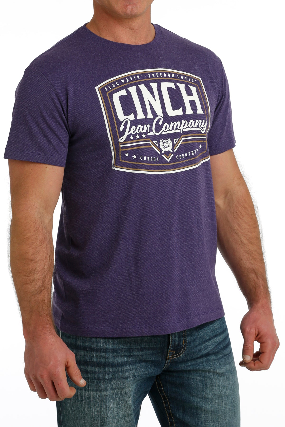 'Cinch' Men's Screen Print T-Shirt - Purple