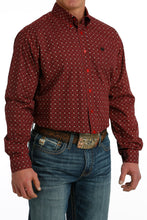 'Cinch' Men's Geo Print Classic Fit Button Down - Red