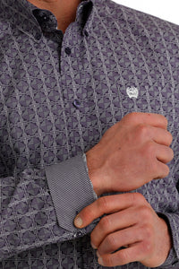 'Cinch' Men's Geo Print Classic Fit Button Down - Purple