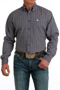 'Cinch' Men's Geo Print Classic Fit Button Down - Purple