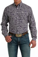 'Cinch' Men's Paisley Print Classic Fit Button Down - Purple