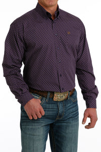 'Cinch' Men's Geo Print Classic Fit Button Down - Purple