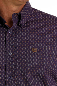 'Cinch' Men's Geo Print Classic Fit Button Down - Purple