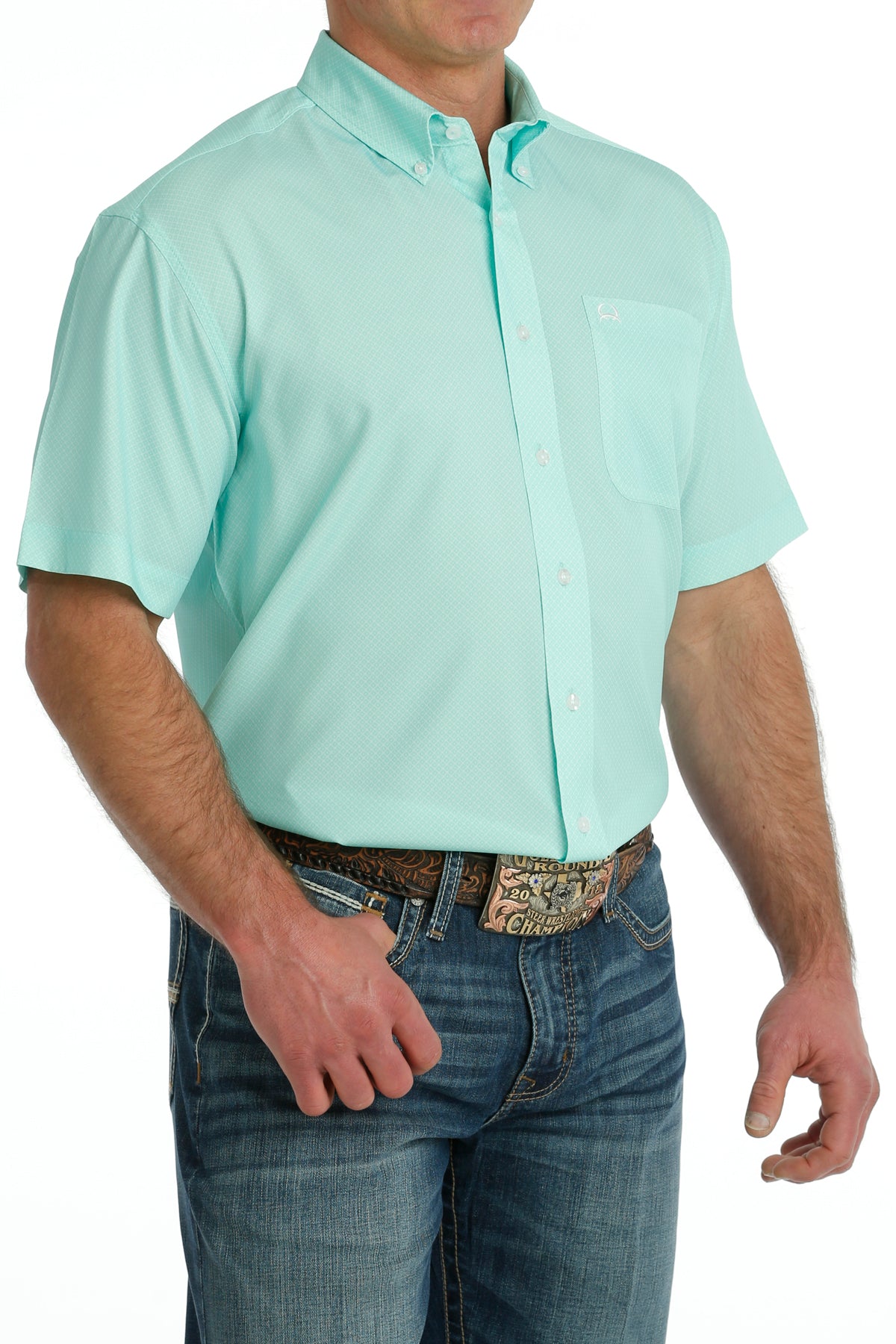 'Cinch' Men's ArenaFlex Solid Classic Fit Button Down - Mint