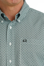 'Cinch' Men's Geo Print Arenaflex Button Down - White / Mint