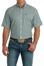 'Cinch' Men's Geo Print Arenaflex Button Down - White / Mint