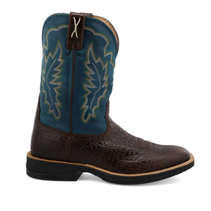 'Twisted X' Men's 11" Tech X™ Western Square Toe - Chocolate  / Teal