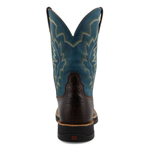 'Twisted X' Men's 11" Tech X™ Western Square Toe - Chocolate  / Teal