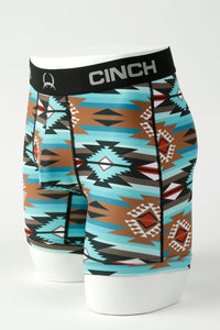 'Cinch' Men's 6" Aztec Boxer Briefs - Turquoise