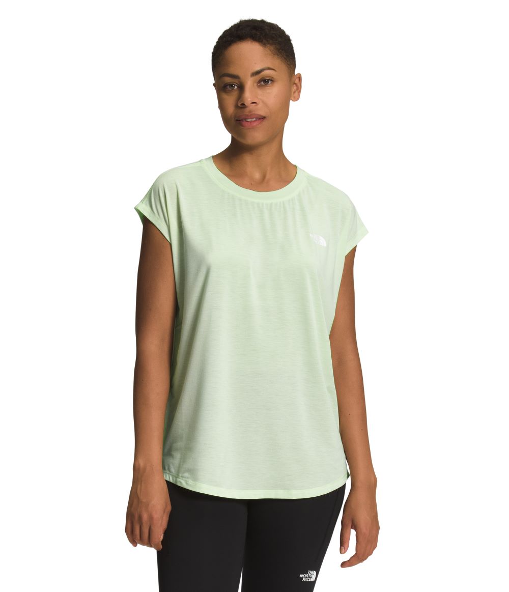 'The North Face' Women's Wander Slitback Short Sleeve - Lime Cream Heather
