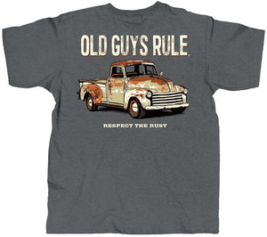 'Old Guys Rule' Men's Rusty Truck Vintage Tee - Dark Heather