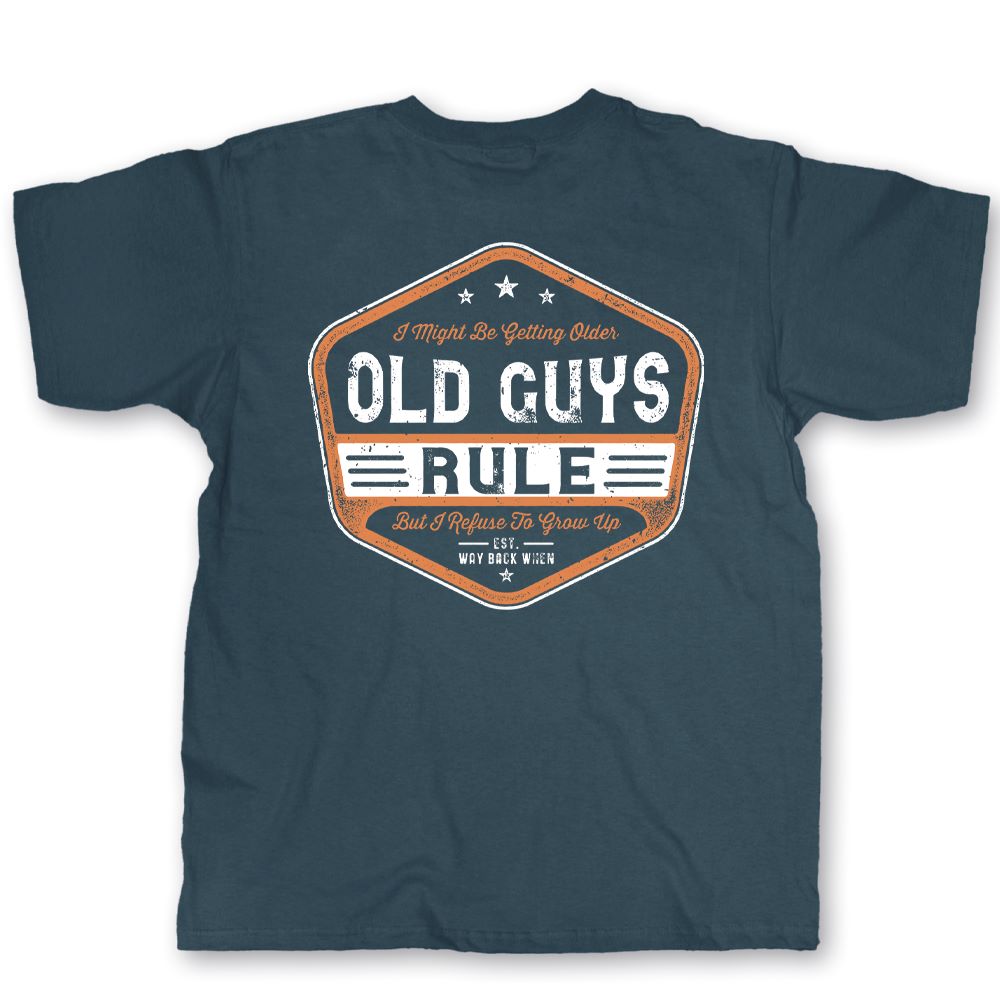'Old Guys Rule' Men's Getting Older Vintage Tee - Blue Dusk