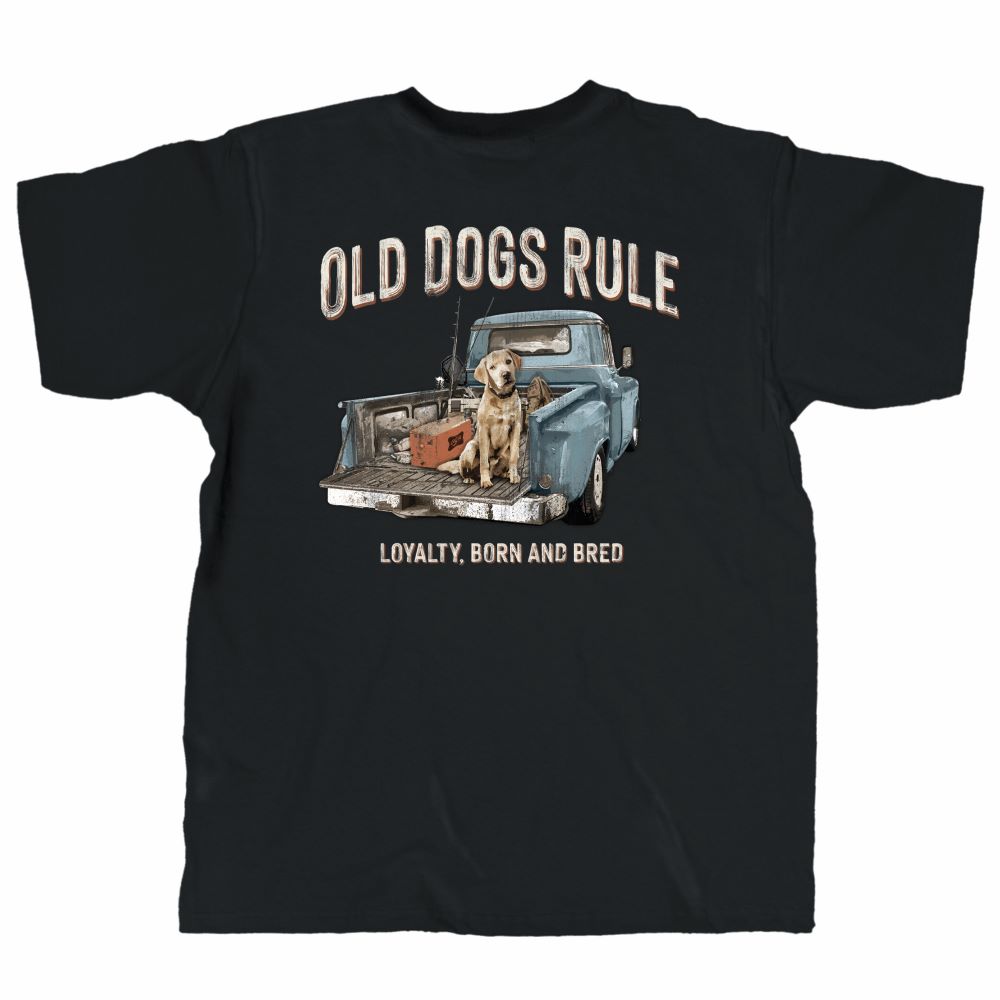 'Old Guys Rule' Men's Old Dogs Rule Vintage Tee - Black
