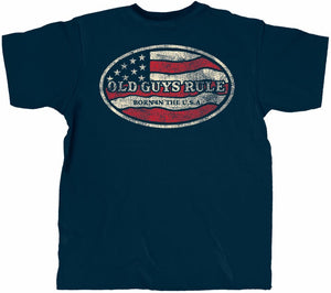 'Old Guys Rule' Men's Born In The USA Vintage Tee - Navy