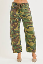 'Risen' Women's Risen Mid Rise Cropped Camo Wide Leg Jeans - Camo