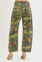 'Risen' Women's Risen Mid Rise Cropped Camo Wide Leg Jeans - Camo