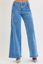 'Risen' Women's High Rise Wide Leg Jeans - Medium Blue
