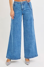 'Risen' Women's High Rise Wide Leg Jeans - Medium Blue (Plus Size)